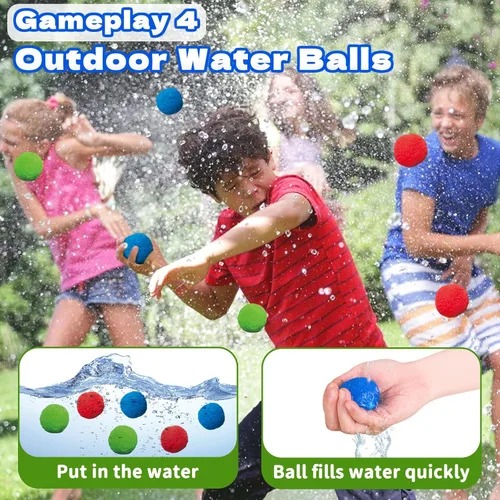 Miniatura 5 de Intoypad Juego de aspersores de agua 4 en 1 para niños y juguete de bola de agua, rociador de béisbol de cocodrilo para patio trasero, juguetes