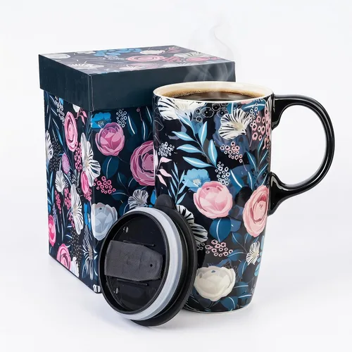 Miniatura 12 de Topadorn Taza de cerámica alta de 17 onzas – Taza de café con diseño de perezoso, apta para microondas y lavavajillas, taza de café única para café