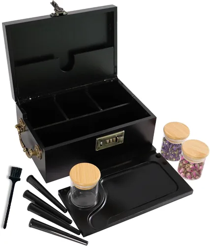 Miniatura 9 de Caja de Almacenamiento Grande de Bambú con Cerradura de Combinación y Accesorios - Juego Organizador de Caja de Almacenamiento Premium con Asa