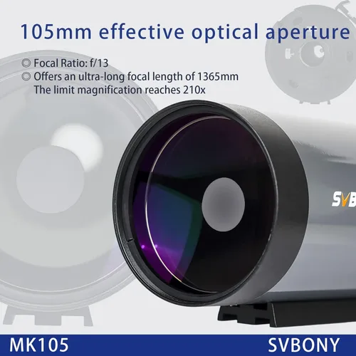 Miniatura 2 de SVBONY MK105 Maksutov-Cassegrain - Telescopio, Imágenes sin Dispersión, Telescopio Catadióptrico de 105mm, Placa Ensillada Catadióptrica OTA
