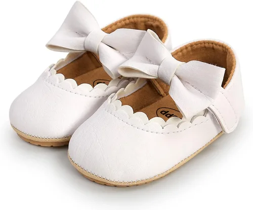 Miniatura 4 de WILLFUN Zapatos planos Mary Jane para bebé niña, diseño floral, vestido de princesa, zapatos de cuna antideslizantes para los primeros pasos