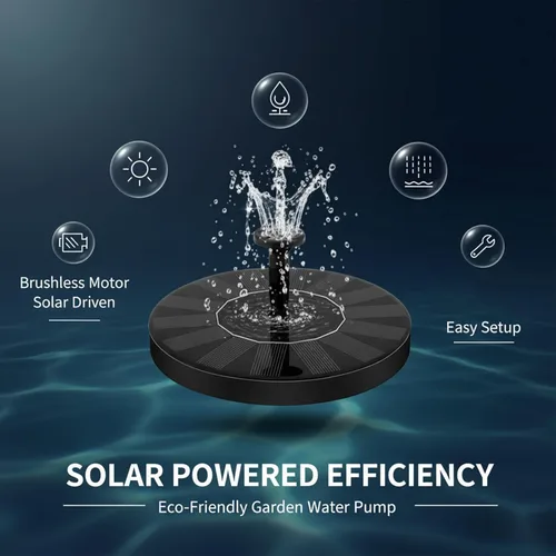 Miniatura 2 de Fuente solar para baño de pájaros: mini fuente de agua solar flotante con 6 boquillas para jardín, estanque, piscina y exterior (1, 6.3 pulgadas)