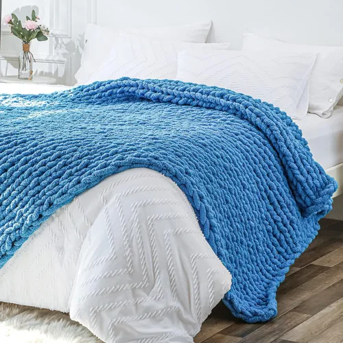 Miniatura 58 de Bigacogo Manta de punto grueso para sofá, 51 x 63 pulgadas, 100% tejida a mano con hilo de felpilla grueso jumbo, acogedoras y suaves mantas grandes