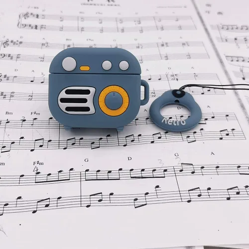 Miniatura 6 de Funda compatible con AirPods 3 Gen 2021, diseño de radio retro para hombres y mujeres, linda y divertida funda de silicona con dibujos animados 3D