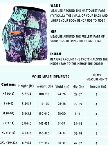 Miniatura 5 de CADMUS Womens High Waist Yoga Shorts Spandex Running Side Pockets