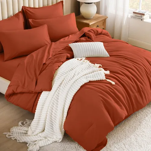 Miniatura 28 de Litanika Cama en una Bolsa King Beige - Juego de Ropa de Cama de 7 Piezas Tamaño King, Juego de Edredón de Cama, Juego de Edredón con Edredón, 02