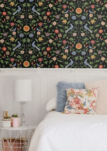Miniatura 4 de NextWall Bird Toile - Papel tapiz autoadhesivo (ónix)