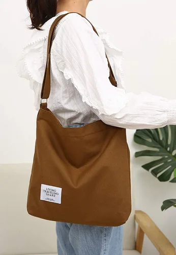 Miniatura 179 de Covelin - Bolsa de hombro informal de lona para mujer, estilo bohemio y retro, bolsa de mano, bolso cruzado, tamaño grande