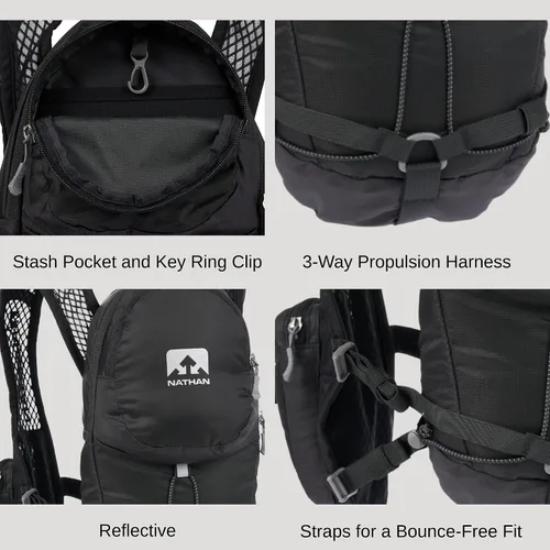 Miniatura 3 de Nathan Chaleco de hidratación para correr con bolsa de 2 litros incluida. Mochila con válvula de mordida para beber - Bolsillo compatible