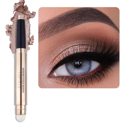 Sombra de Ojos en Barra Cremosa, de Larga Duración, Resistente a Pliegues, Sombra de Ojos con Difuminador Incorporado, Maquillaje de Sombra de Ojos