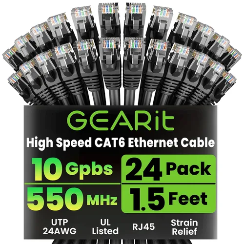 Miniatura 18 de GearIT Cable Ethernet Cat 6 de 1.5 pies y 18 pulgadas (paquete de 24) - Cable de conexión Cat6, cable de conexión Cat 6, cable Cat6, cable Ethernet