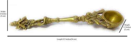 Miniatura 3 de Cuchara Puja de latón Pooja Hawan Hindú Templo, cuchara grande de 9.5 pulgadas para verter ghee en Hawan Kund, agua bendita, cuchara Puja