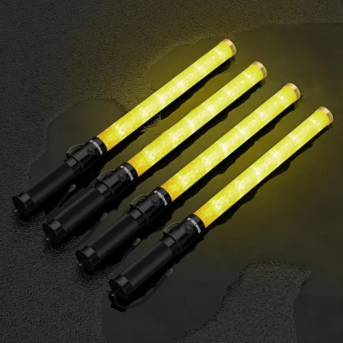 Miniatura 18 de E-riding Paquete de 20 varitas de tráfico, varita de control de tráfico roja de 21 pulgadas con 3 modos de parpadeo y clip lateral, bastón de Rojo