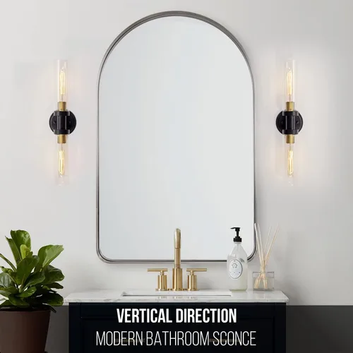 Miniatura 2 de Apliques de Pared para Baño con Iluminación de Vidrio Transparente, 2 Lámparas de Tocador de Baño, Luces de Pared Modernas para Espejo, Sala