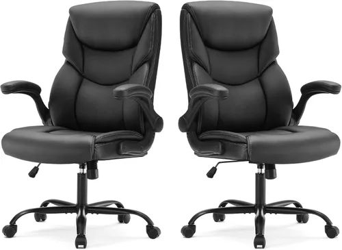 Miniatura 8 de Sweetcrispy Silla ergonómica para juegos de computadora, respaldo alto, sillas de oficina con ruedas, brazos abatibles, altura ajustable, piel