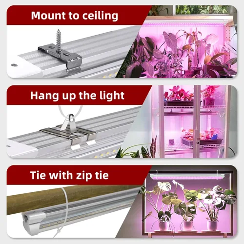 Miniatura 7 de Paquete de 8 luces LED de cultivo de 4 pies, 336 W (8 x 42 W) de alta intensidad de espectro completo luces de cultivo para interiores con alto Rosa