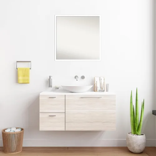 Miniatura 1066 de Amanti Art Espejo de baño blanco para sobre el fregadero, 32 x 45 pulgadas, espejo de tocador rectangular blanco esbelto, marco de madera moderno