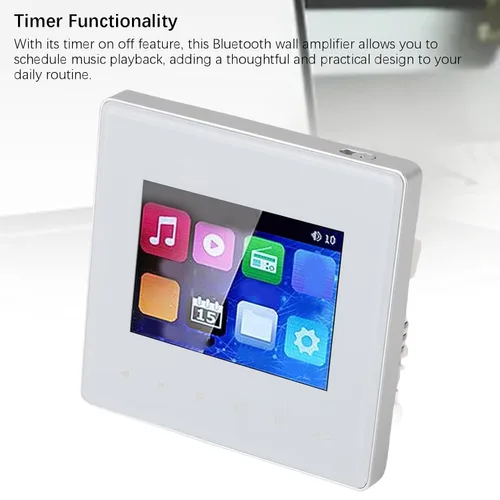 Miniatura 7 de Amplificador de pared inteligente Bluetooth con radio FM, pantalla táctil HD de 2.8 pulgadas, temporizador de encendido y apagado, compatible