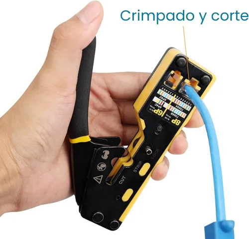 Miniatura 4 de Kit de herramientas de engaste RJ45 Solsop para paso de Ethernet, crimpadora CAT5 Cat5e Cat6