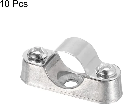 Miniatura 3 de UXCELL Paquete de 10 soportes de tubo - Abrazaderas para tubos de metal de 0.630 in de diámetro exterior, soportes de pared y techo