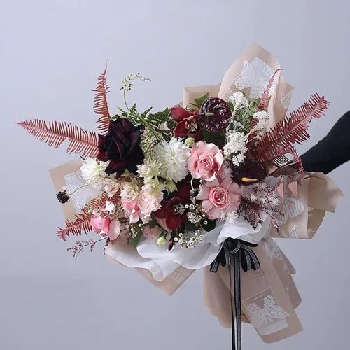 Miniatura 6 de Papel de regalo de flores de mariposa, impermeable, embalaje de regalo, ramo de floristería, 20 hojas de 22.8 x 22.8 pulgadas (marrón)