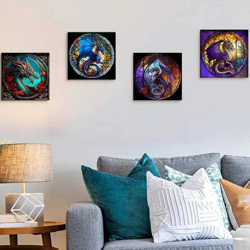 Miniatura 4 de KICHANG 4 paquetes de pintura por números para adultos, pintura al óleo acrílica de animales por números sobre lienzo, kits de pintura para adultos