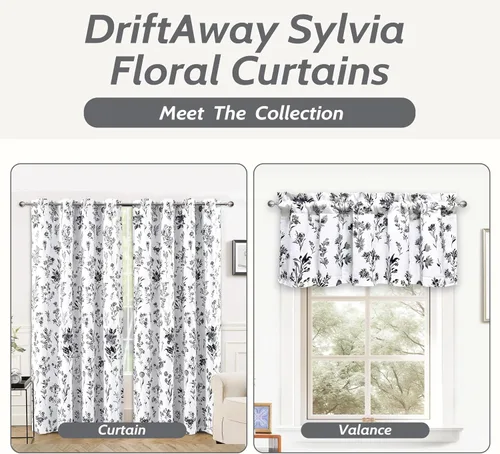 Miniatura 7 de DriftAway Sylvia - Cortina opaca con aislamiento térmico y estampado de acuarela, con estampado de hierbas botánicas florales, bolsillo para barra