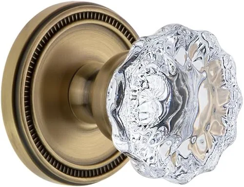 Miniatura 5 de Grandeur 820719 Soleil Roseta Privacidad con pomo de cristal Fontainebleau en peltre antiguo, 2.375