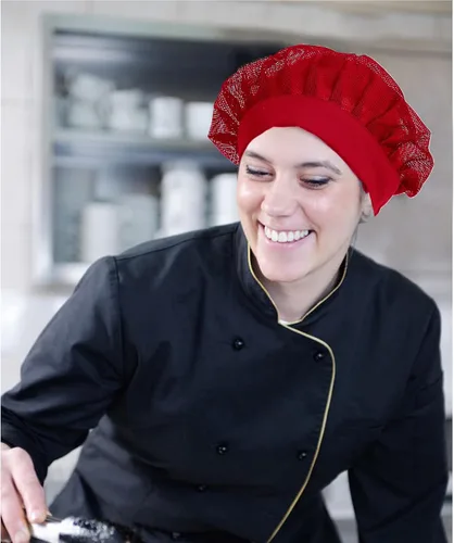 Miniatura 4 de Paquete de 6 gorras de chef ajustables de malla para cocinar, servicio de alimentos, redes para el cabello, red de cocina, gorro reutilizable