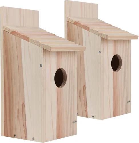 Miniatura 6 de Paquete de 2 casas para pájaros para exteriores, casas tipo caja para pájaros azules para exteriores, pajarera de cedro para pinzones, golondrinas