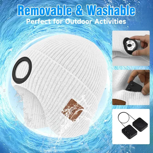Miniatura 62 de Gorro Bluetooth con auriculares ligeros e inalámbricos, micrófono integrado y altavoces estéreo mejorados con música