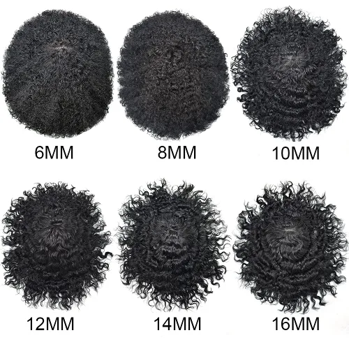 Miniatura 2 de Afro - Tupé para hombre, duradero, base fina, mono, rizado, cabello ondulado africano, piezas para hombres negros, mono encaje de poliuretano