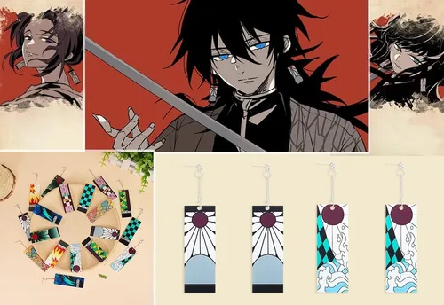 Miniatura 4 de Tanjiro - Pendientes colgantes para mujer, anime cosplay para hombres, Kimetsu No Yaiba, anime cosplay, regalo de Navidad para niñas, Acrílico, otro