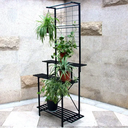 Miniatura 6 de Estante colgante para macetas, resistente soporte para plantas, enrejado, soporte para plantas de múltiples capas para el hogar, jardín, balcón