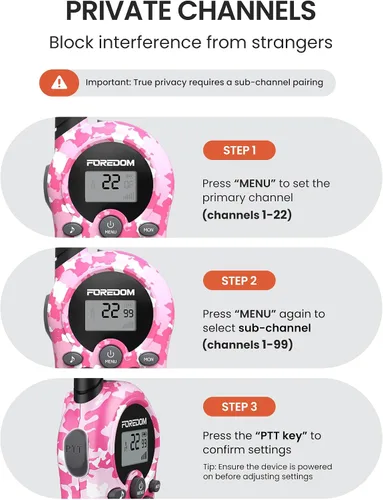 Miniatura 4 de FOREDOM Walkie Talkies para niños Walkie Talkies de largo alcance para niños y niñas de 3 a 12 años Juguetes de cumpleaños geniales del ejército
