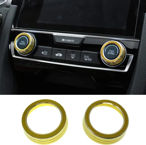 Miniatura 9 de 2 botones de aluminio para interruptor de CA, cubierta de aire acondicionado, control de clima, perilla de anillo para Honda 10ª generación Civic