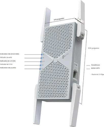 Miniatura 9 de TP-Link BE6300 Wi-Fi 7 Extensor de alcance RE403BE con puerto de 2.5G Repetidor inalámbrico de doble banda de 6.3 Gbps Amplificador de señal
