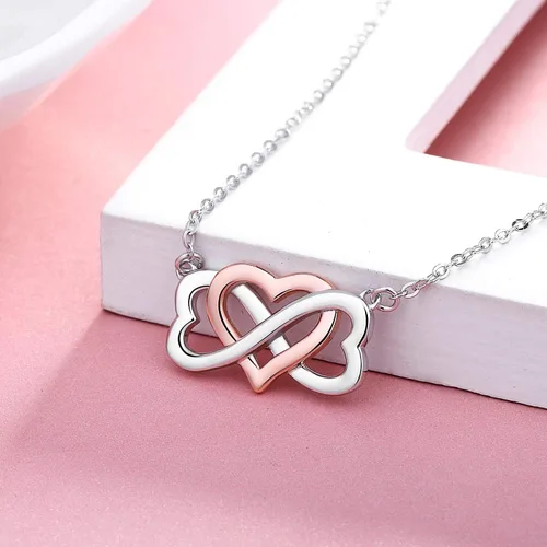 Miniatura 4 de Bolelis Collar con colgante de corazón de infinito de plata de ley con colgante de corazón para mujeres y novias regalo de aniversario y cumpleaños