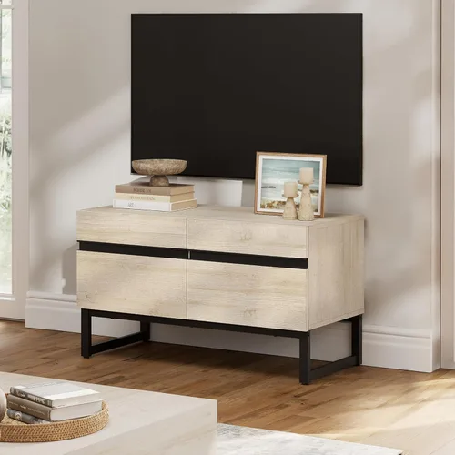 Miniatura 10 de WAMPAT Moderno soporte de TV para televisores de hasta 50 pulgadas, consola de TV con centro de entretenimiento con gabinete de almacenamiento