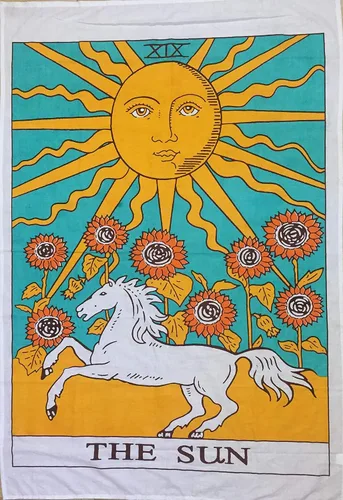 Miniatura 10 de Indian Consigners - Tapiz de cartas de tarot coloridas, pósteres pequeños de algodón, Europa medieval (100 CM x 75 CM) (Muerte)