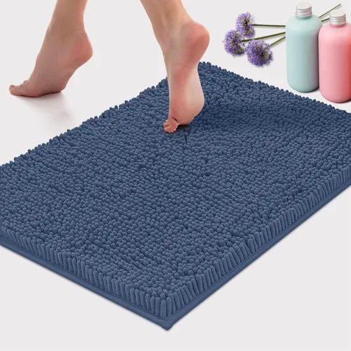 Miniatura 135 de LuxUrux Tapete de microfibra afelpada, de felpilla extrasuave, pelo largo de 1 pulgada, muy absorbente, para baño o ducha, lavar y secar a máquina