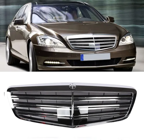 Miniatura 3 de PENSUN estilo AMG de cromo para la parrilla frontal Compatible con Mercedes Benz Clase S W221 S350 S400 S450 S500 S550 S600 S63 S65 de 2010 a 2013