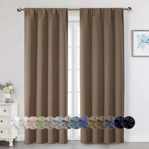 Miniatura 107 de Cortinas opacas para dormitorio, sala de estar, juego de 2 paneles de 54 pulgadas de largo, cortinas de oscurecimiento de habitación con aislamiento