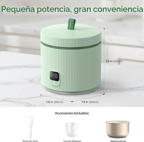 Miniatura 3 de TOKIT Olla Arrocera Pequeña 3 Tazas Sin Cocinar/6 Tazas Cocidas, Olla Arrocera Mini Moderna Multifuncional con Temporizador de 24 H y Calentador