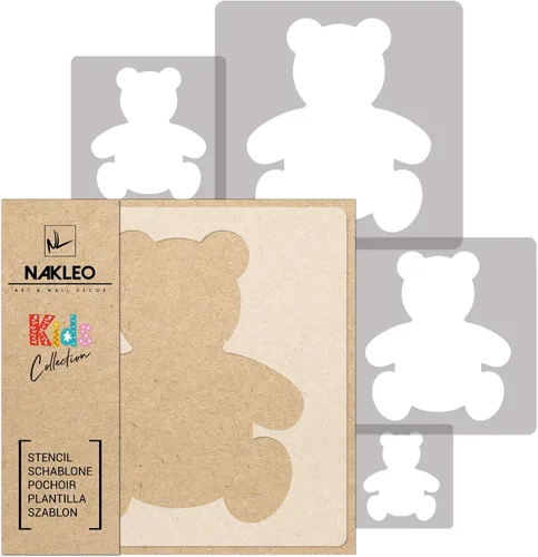 NAKLEO Juego de plantillas de pintura para cuarto de bebé, 5 plantillas de 3.5 a 13.4 pulgadas, plantillas de peluche de oso de peluche, plantillas