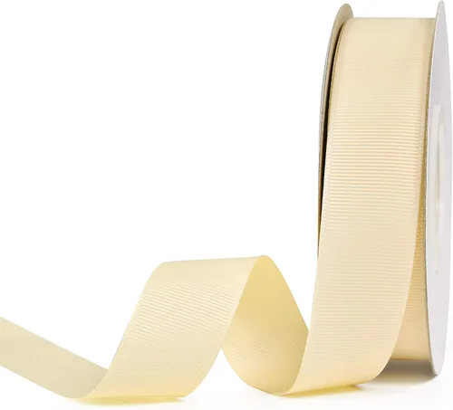 Miniatura 34 de YAMA Rollo de cinta de grogrén sólido, 1 pulgada, 25 yardas para cintas de envoltura de regalos, color blanco