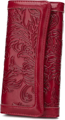 Miniatura 17 de MEITRUE Cartera de cuero para mujer, con bloqueo RFID, triple pliegue, con relieve, soporte para tarjetas, organizador de chequera para teléfono