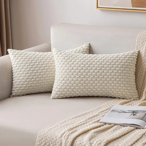 Miniatura 50 de MIULEE - Paquete de 2 fundas de cojín decorativas, modernas y boho, de terciopelo, con textura a rayas, para sofá, cama, sala de estar, decoración