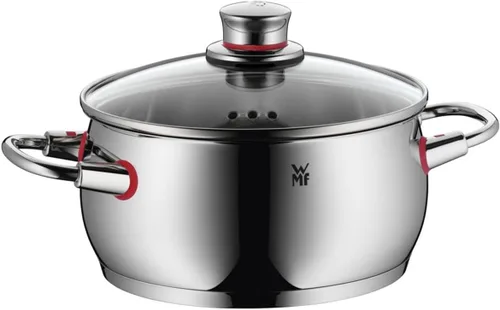 Miniatura 5 de WMF Juego de 4 utensilios de cocina de calidad con orificio de vapor, tapa de vidrio Cromargan de acero inoxidable cepillado, apto para todas