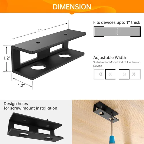 Miniatura 4 de Soporte de 3 piezas para debajo del escritorio para portátil con tablero de fieltro antiarañazos y estante duradero para almacenamiento